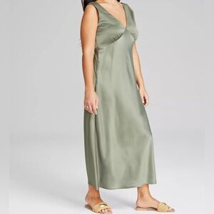 And Now This green slip dress Size S